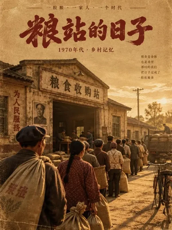 粮站门口的风 - 短剧网页版 年代情感 短剧网页版《粮站门口的风》封面 - 年代情感短剧